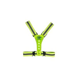 Umbro Gilet Running - Gilet Reflechissant - Gilet Velo Clignotant - Gilet Velo de Course R&eacute;fl&eacute;chissant avec 8 LED - Gilet Lumineux Velo - Gilet de Securite - Gilet Jaune Velo