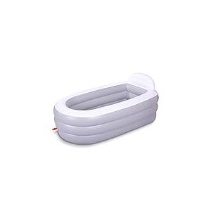 Baignoire gonflable pour adultes, baignoire portable avec dossier, 165 × 86 × 71 cm, baignoire autoportante pliable pour la maison, le spa ou le bain de glace (gris blanc)
