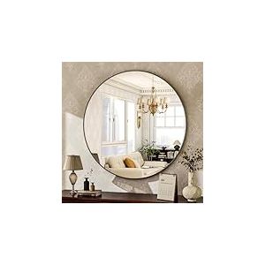 HARRITPURE Miroir Rond de 61 cm avec Cadre en métal brossé, décoration d'intérieur Moderne pour Salle de Bain, Salon, Coiffeuse, Chambre à Coucher, entrée, Noir