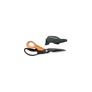 Fiskars Ciseaux multifonctions à lames séparables, Étui avec aiguiseur inclus, Longueur: 23 cm, Revêtement titane, Lames en acier inoxydable/Poignées en plastique, Noir/Orange, Cuts + More, 1000809