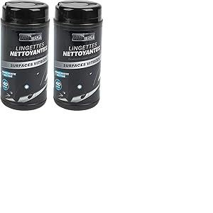 TURBOCAR - Lingettes Nettoyantes Voiture, 40 Lingettes Nettoyantes Surfaces Vitrées, Boîte Refermable, Douces et Non Abrasives, Noir, Sans Parfum (Lot de 2)