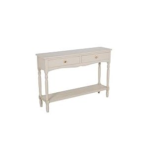 DRW Console Meuble Table d'entrée avec 2 tiroirs en Bois Beige 110 x 28 x 75 cm