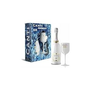 Canti - Petillant D.O.C. ICE, Vin Demi-Sec, Coffret Cadeau avec Verres, &Eacute;labor&eacute; &agrave; Partir du &Eacute;labor&eacute; &agrave; Partir du C&eacute;page Glera de Venise, Go&ucirc;t Croquant et Fruit&eacute;, 1x750 ml