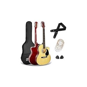 3rd Avenue Pack Guitare Acoustique À Pan Coupé 4/4 Taille Standard pour Débutants, Housse, Sangle, Médiators et Jeu de Cordes de Rechange – Naturel