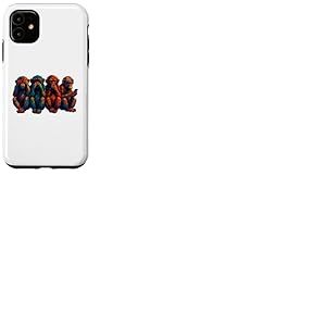 Trois singes de la Sagesse utilisent Un Smartphone. Funny Four Wise Monkeys Coque pour iPhone 11