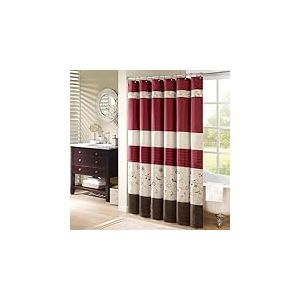 Madison Park Serene Flora – Rideau de Douche en Tissu brodé pour Salle de Bain, 183 x 183 cm, Rouge
