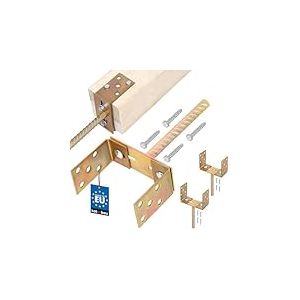 KOTARBAU&reg; 2 x Support de Poteau carr&eacute; avec Pied | Pied Poteau 0-160 mm x 200 mm en U | Support Poteau Bois en Acier galvanis&eacute; | Support Poteau a enfoncer | Largeur r&eacute;glable | Support Poteau a Planter