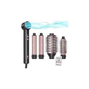 Hairstyler 5 en 1, Kit de Coiffure S&egrave;che-cheveux Ionique, Fer &agrave; Friser Automatique, Brosse Ronde Chauffante, Brosse Lissante Air Styler