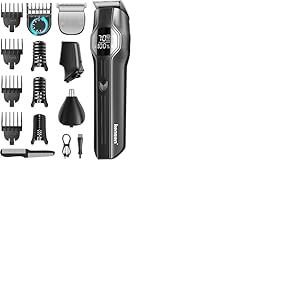 kensen Tondeuse Corps Homme 4-en-1 6000/7000 tr/min Tondeuse Moustache Homme 210 Mins d'Autonomie Tondeuse Barbe、Cheveux、Nez IPX7 &Eacute;tanche Rasoir Intime USB-C &Eacute;cran LED Pour De La T&ecirc;te Aux Pieds