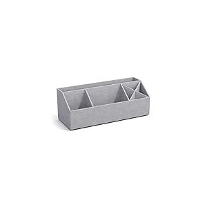 Bigso Box of Sweden ELISA Organiseur de bureau avec 4 compartiments, syst&egrave;me de rangement pour notes, trombones, stylos, etc. Bo&icirc;te de rangement en panneau de fibres et papier, aspect lin, gris clair