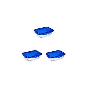 Pyrex - Cook & go - Bo&icirc;te Rectangulaire en Verre avec Couvercle Herm&eacute;tique et &Eacute;tanche &Oslash; 20 cm - Cuisinez au Four, Conservez et Emportez (Lot de 3)