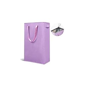 Odonata - Panier à linge fin avec poignées - Panier pour linge sale - Sac à linge étroit pliable - 45 l - Violet clair