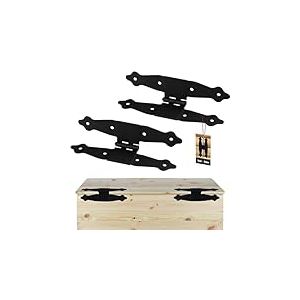 KOTARBAU® 2 x Charnière centrale en H | Charniere Porte Lourde | Charnières de Portes | Charnière Porte Lourde | Charniere Portail noire 20,5 x 10 cm