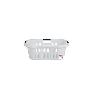 Rubbermaid Grand Panier à Linge courbé pour la Hanche, 1,5 Boisseau, Blanc, bac de Rangement empilable/Organisateur pour Salle de Bain/Chambre/dortoir/Maison