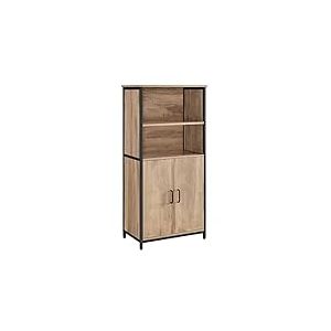 VASAGLE Meuble de Rangement, Buffet, Biblioth&egrave;que, 2 Compartiment Ouverts, &Eacute;tag&egrave;res R&eacute;glables, Cadre en Acier, pour Salon, Cuisine, Bureau, Couleur Ch&ecirc;ne Marron et Noir LSC066B50