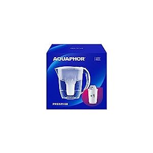 AQUAPHOR Carafe filtrante Prestige Blanche avec 1 Filtre A5 I Carafe pour 2,8 l I s'adapte à la Porte du réfrigérateur I Réduit Le calcaire et Le Chlore I Filtre à Eau de Table I Carafe filtrante