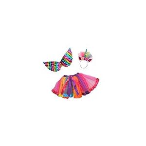 Ciao- Licorne Rainbow Unicorn kit de déguisement (jupe tutu, ailes, diadème avec corne), multicolore