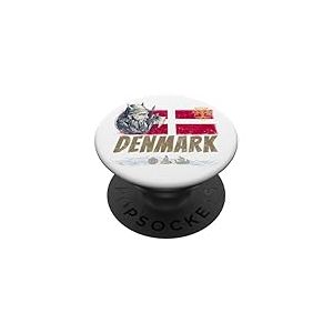 Danemark Drapeau Vintage Viking et Souvenir de Navire PopSockets PopGrip Adh&eacute;sif