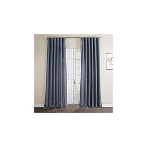 HPD Half Price Drapes Italian Linen Curtains for Bedroom & Living Room 120 inches Long Room Darkening Curtains (1 Panel), 50W X 120L, Sweden Blue