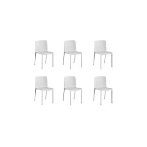 Shaf - Lot de 6 chaises empilables Grana - Jardin ext&eacute;rieur et terrasse - Plastique recycl&eacute; r&eacute;sistant aux UV - Capacit&eacute; de Charge jusqu'&agrave; 180 kg - Blanc