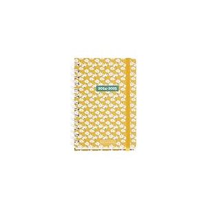 Miquelrius Agenda scolaire 24-25 septembre 2024 à août 2025, dimensions 125,5 x 178 mm, un jour par page, double spirale métallique, couverture carton doublé, fermeture élastique, espagnol et anglais,