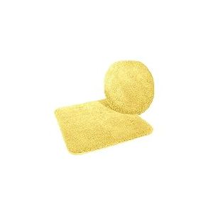 Kinzler J-10053/06 Ensemble de Bain en Microfibre 2 pièces Housse d'abattant WC 47 x 50 cm Tapis de WC sans découpe 50 x 55 cm Jaune