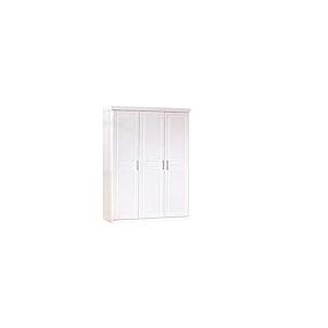 Inter Link &ndash; Grande armoire fonctionnelle &ndash; 3 portes &ndash; 5 niches &ndash; Armoire avec penderie &ndash; Armoire en pin massif &ndash; Blanc vernis &ndash; Largeur :140cm Profondeur :55cm Hauteur :190cm &ndash; Magnus