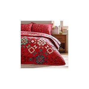 Catherine Lansfield Couvre-lit matelassé Patchwork de Noël 220 x 230 cm Rouge