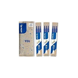PILOT - Lot de 3 &eacute;tuis de 3 recharges FriXion pour stylo effa&ccedil;able. Compatibles FriXion Ball et FriXion Ball Clicker - Bleu - Pointe Moyenne