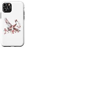 Grue à Couronne Rouge Origami Kawaii | Grue à Fleurs du Coque pour iPhone 11 Pro