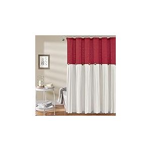 Lush Decor Rideau de Douche en Lin Rouge/Blanc 183 x 183 cm