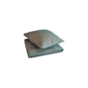 Alnoé Dessus de Lit chenillé bicolore Taupe Canard 180 x 150 cm