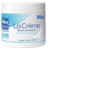 Mixa Intensif Peaux Sèches - La Crème Fraîche et Fondante à l’Acide Hyaluronique Pur - Multi Usages Visage, Corps, Mains, Pieds - Hydratation 24h - Pénétration rapide - Hypoallergénique - 400ml