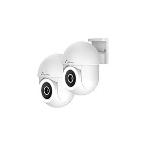 NIVIAN - Caméra PTZ WiFi Mini 2K, 2,4 GHz | Vision Nocturne 10 m | Détection de Mouvement et Suivi Automatique | Extérieur IP65 | Compatible avec Alexa et Google Home | Contrôle App Tuya (2 UNITÉS)