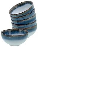 CreaTable, 21816, Série Cascade Saladiers Bleus, ensemble de vaisselle de 6 pièces, set de saladiers en grès.