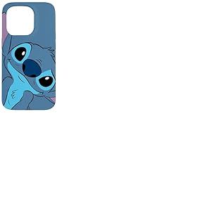 Coque pour iPhone 15 Pro Disney Lilo et Stitch Cute Stitch Tête de couture Gris ardoise