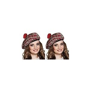 Boland - Barett Mrs. Tartan, élastique, casquette écossaise, chapeau, Écosse, Highlands, costume, carnaval, fête à thème (Lot de 2)