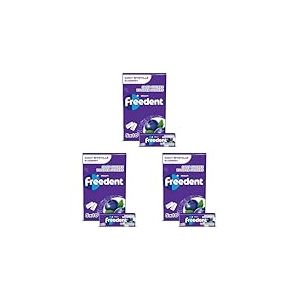 FREEDENT - Chewing-Gum - Go&ucirc;t Myrtille - Sans Sucres - 5 x 10 drag&eacute;es - 70g (Lot de 3)