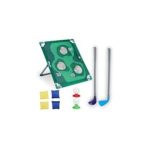 Eddy Toys Jeu Cornhole et Golf 2-en-1 - Jouet Enfant 3 Ans - Jeux pour Enfants Exterieur et Interieur - Mini Golf avec Club et Balles de Golf - Jeux pour Jardin et Plage - Plastique - Vert