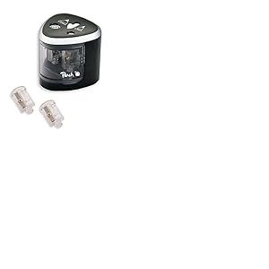 Peach Taille-crayon électrique universel PO102 | pièces de rechange incluses | pour tous les crayons, crayons, eye-liners et crayons de couleur | taille-crayon double pour stylos de 6 à 8 mm et 9 à 12 mm