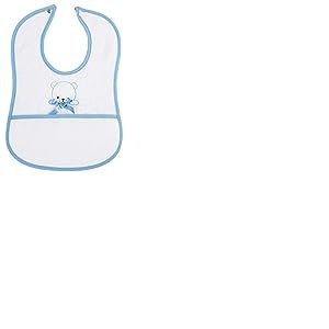 FILET Bavoir en Eponge à Broder, Blanc/Bleu, Taille Unique, 1 Pièce