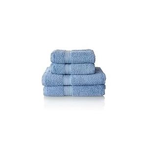 ALCLEAR - Lot de Serviettes éponge de qualité supérieure, Gamme Disponible en 6 Coloris et 5 Tailles, Coloris : Jeans Bleu, 2 Serviettes pour de 70 x 140 cm et 2 draps de Bain de 50 x 100 cm