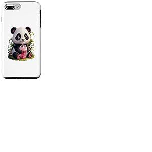 Panda Homme Femme Boba Tea Kawaii Bubble Tea Panda Coque pour iPhone 7 Plus/8 Plus