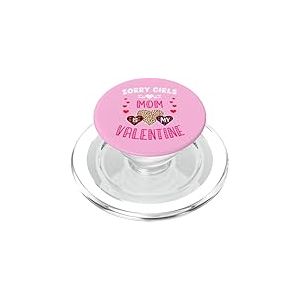 Sorry Girls Mommy is My Valentine C&oelig;urs l&eacute;opard et Plaid PopSockets PopGrip pour MagSafe