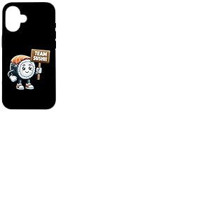 Rouleau de Sushi d'équipe, Mascotte de Poisson cru, Cuisine Japonaise Coque pour iPhone 16