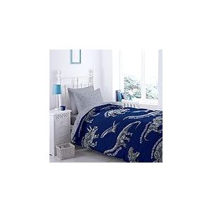 Catherine Lansfield Dinobot - Parure de lit avec Housse de Couette 160 x 220 + 50 x 110 cm + Drap-Housse Blanc 90 x 200 cm