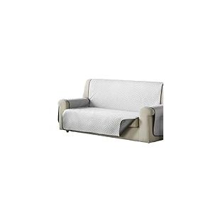 Estoralis | AVA | Housse de canapé au Design Moderne| Tissu matelassé réversible | Blanc/Taupe | pour canapé 2 Places | Taille du Tissu 110 x 220 cm (Largeur par Hauteur)