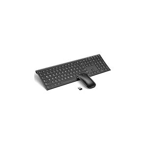 SEENDA Ensemble Clavier Souris sans Fil &ndash; 2,4 G sans Fil et Rechargeable, Clavier Ultra Fin en Aluminium avec Disposition QWERTZ Allemande pour PC, Ordinateur Portable, Ordinateur, Smart TV (Noir)