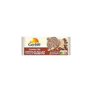 Gerbl&eacute; Galettes Riz Chocolat au Lait Saveur Noisette &ndash; 4 Sachets Individuels de 2 Galettes, Sans Huile de Palme, Id&eacute;ales pour une Pause Gourmande &ndash; 142g
