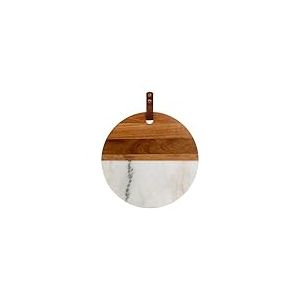 Bredemeijer Grand Plateau Rond de 38 cm de diamètre - Plateau divisé en marbre de Bois - Idéal pour Servir des Boissons ou comme étagère
